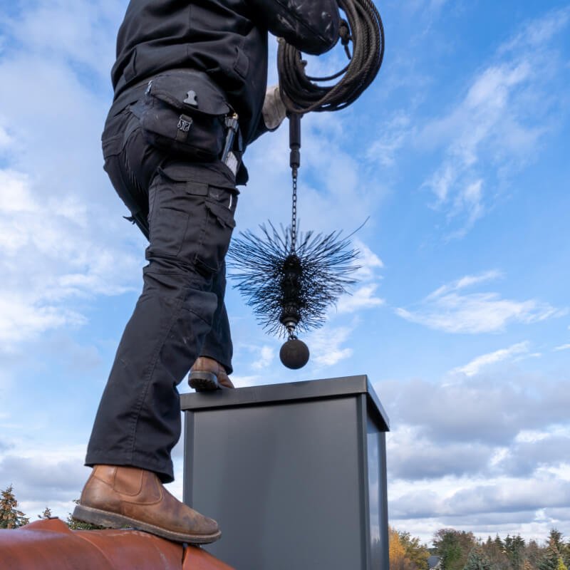 Chimney cleaning and soot removal